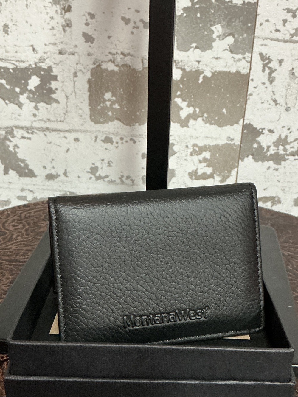 Montana West Black Pebble Leather Men's Card Wallet